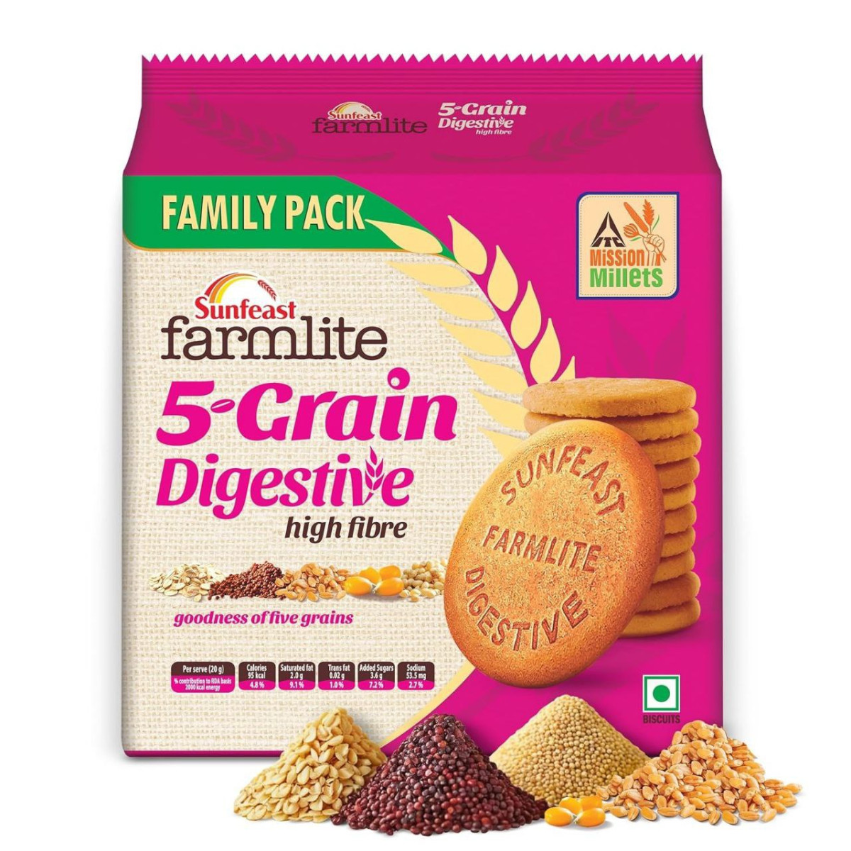 Sunfeast Farmlite 5 Seed Digestive Biscuit High Fibre Goodness Of 5 Power S