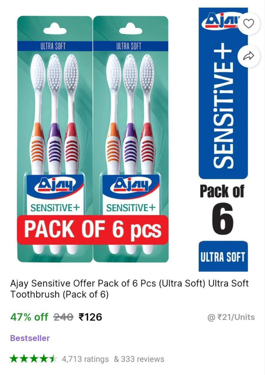 (pack Of 6) Ultra Soft Toothbrush 126