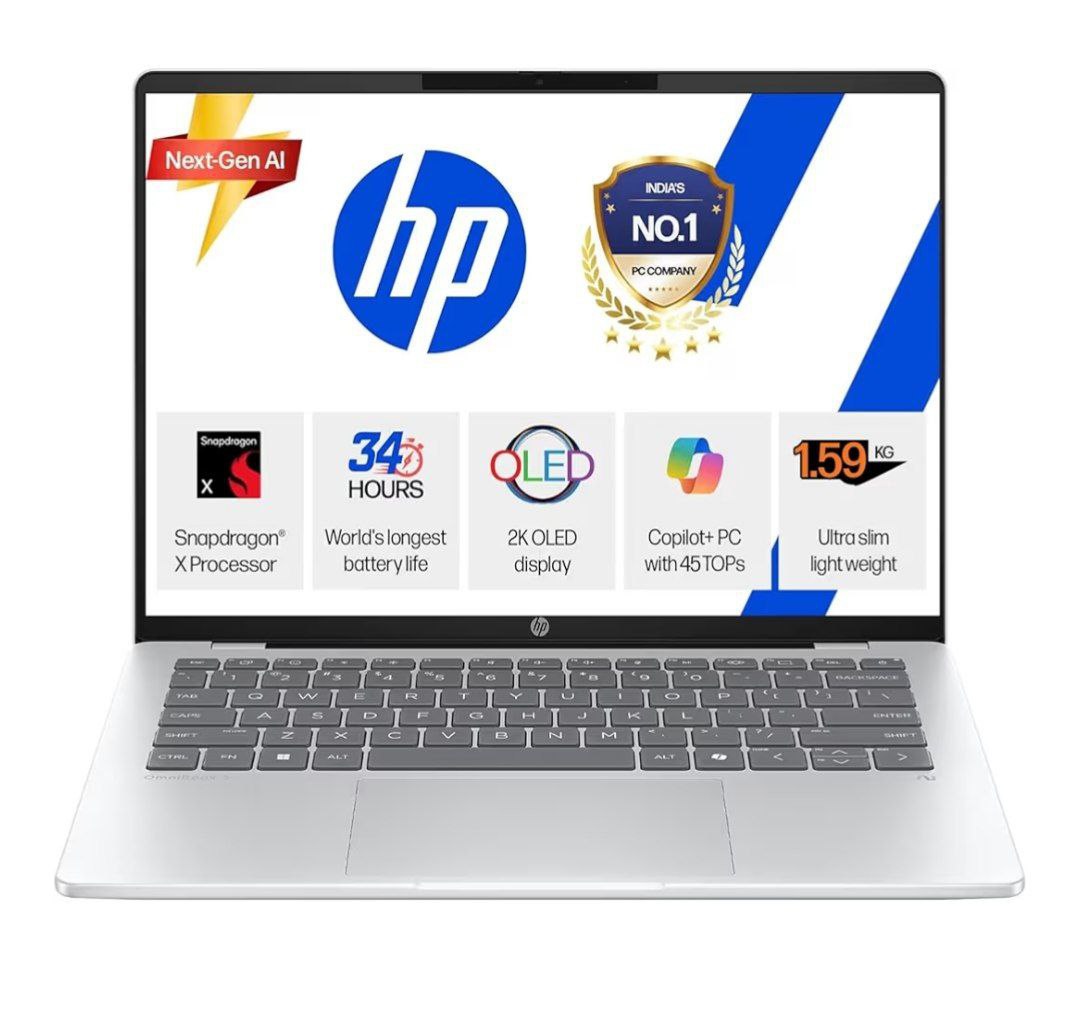Hp Omnibook 5 Oled Snapdragon X Processor (16gb Lpddr5x 1tb Ssd) 2k Oled Mi