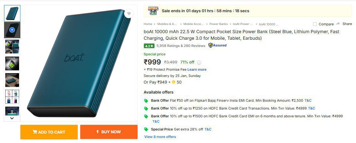 Boat 10000 Pocket Powerbank 999 Click Here To Join All Deals