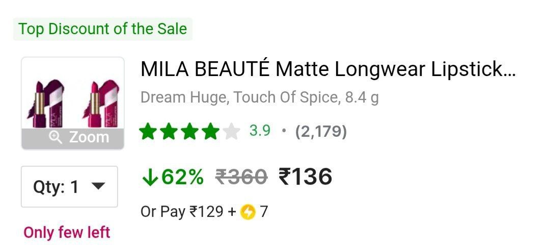 Loot Mila Beaute Matte Lipstick Combo (pack Of 2) 136masterlink 60 On Mila 