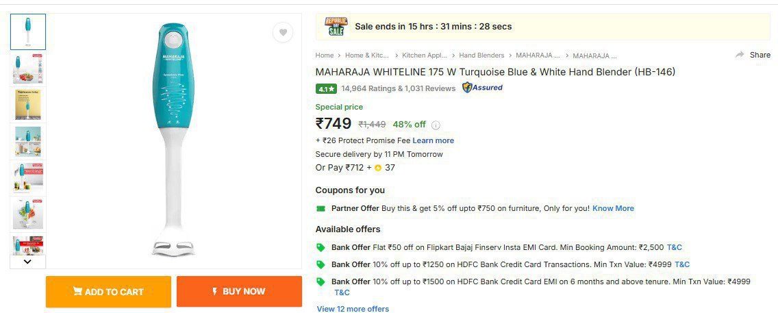 Maharaja 175 W Hand Blender 749 Click Here To Join All Deals