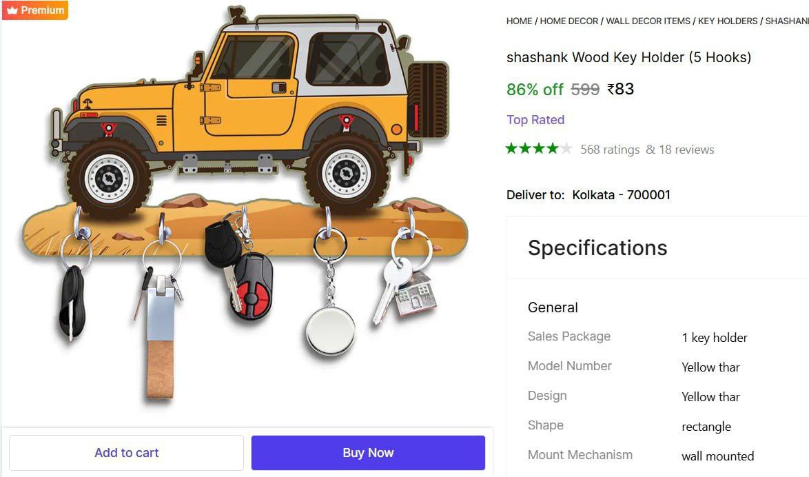 Wooden Key Holder (5 Hooks) 83