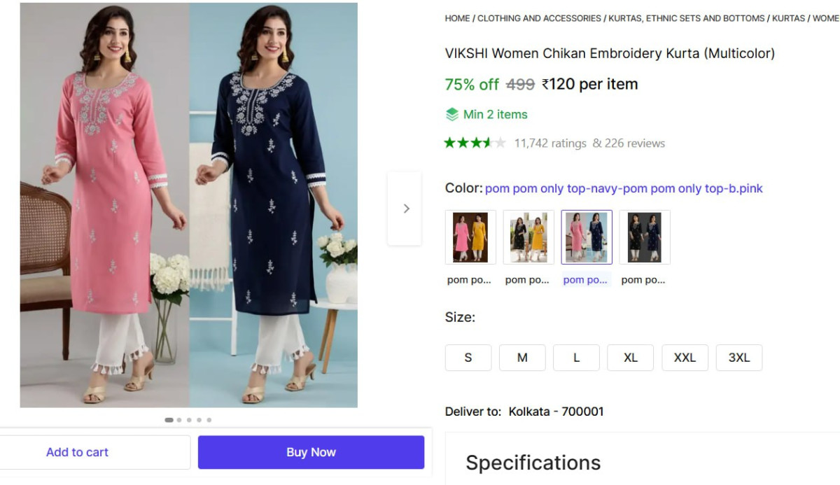 Women Printed Kurta 120 Min Buy 2 Qty