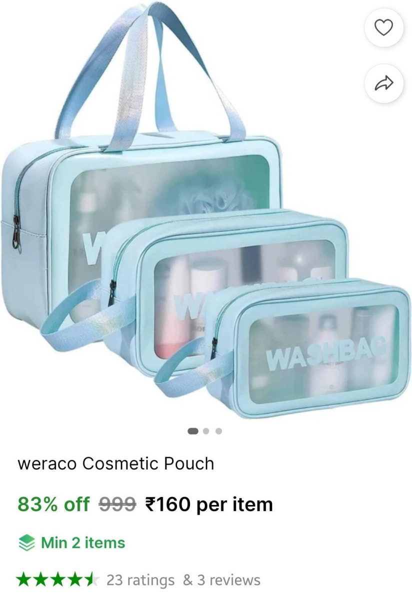 Travel Cosmetic Pouch (3 Pcs) 160 Min Buy - 2