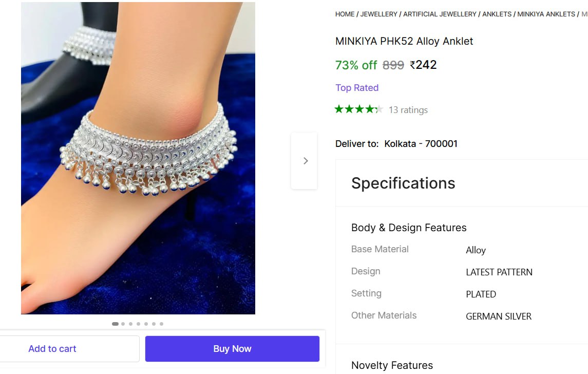 Minkiya Latest Design Alloy Payal 242