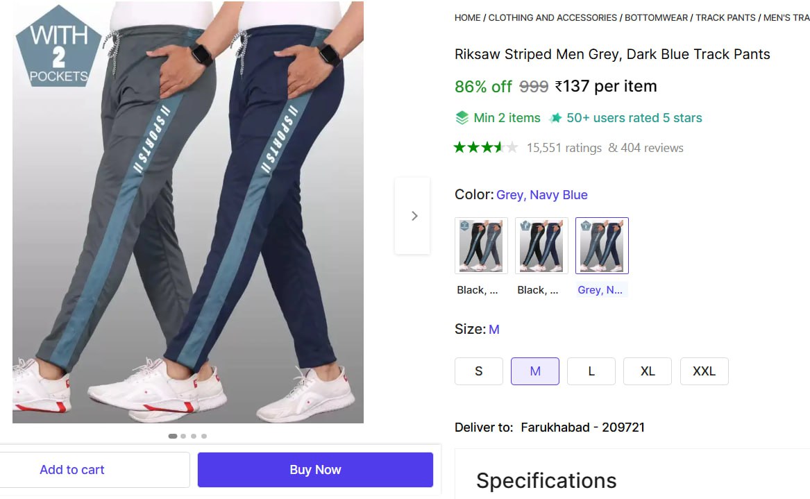 Men Striped Track Pants 137 Min 2 Qty