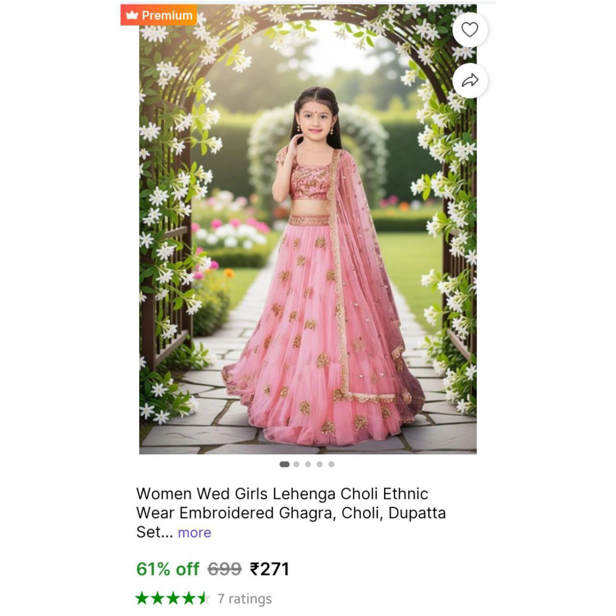 Girls Lehenga Choli Ethnic Wear 271 More