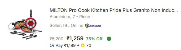 - Milton Pro Cook Kitchen Cookware Set Of 7 At Rs 1559