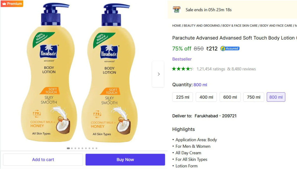 Parachute Body Lotion 800ml 212