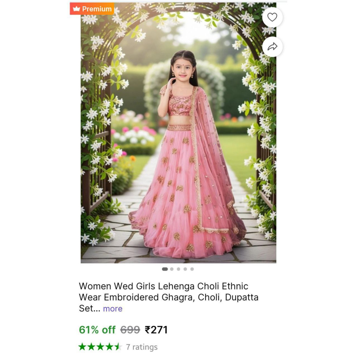 Girls Lehenga Choli Ethnic Wear 271 More