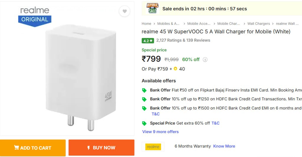 Realme 45w Supervooc Wall Charger 799