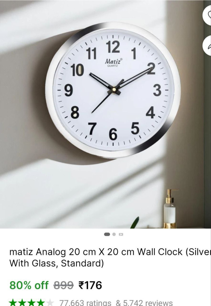 Shopsy Matiz Analog 20 Cm X 20 Cm Wall Clock 176 Link