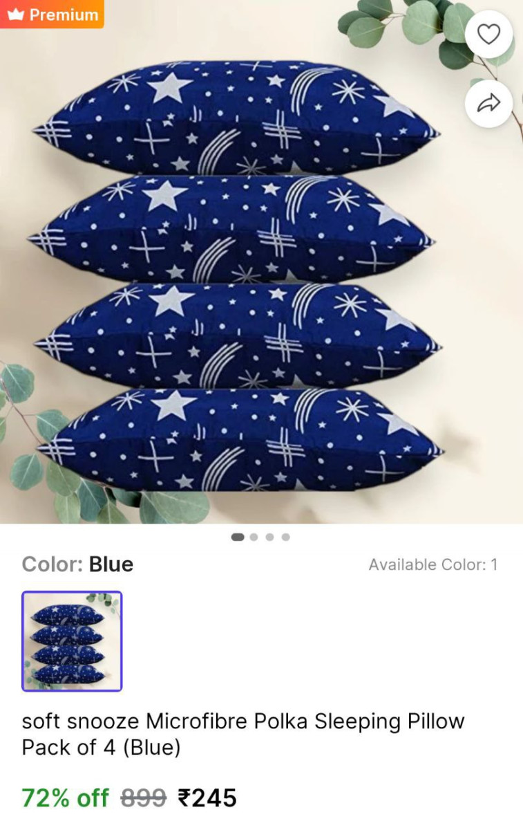 Shopsy Sleeping Pillow (pack Of 4) At 245
