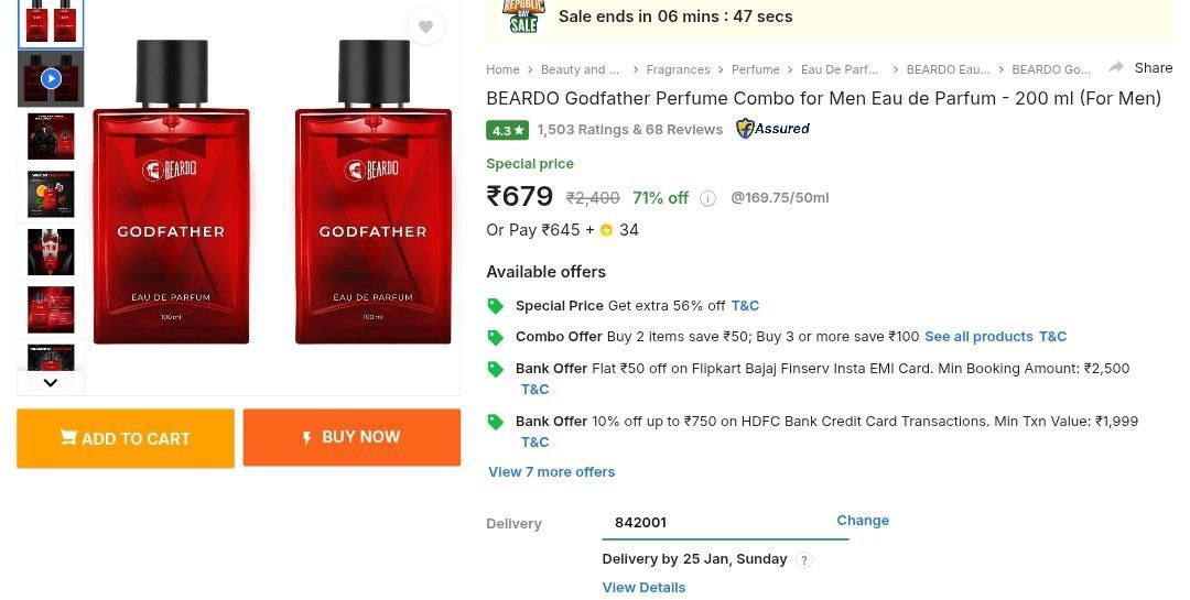 Beardo Godfather Perfume Combo For Men Eau De Parfum200 Ml 679 Click Here T