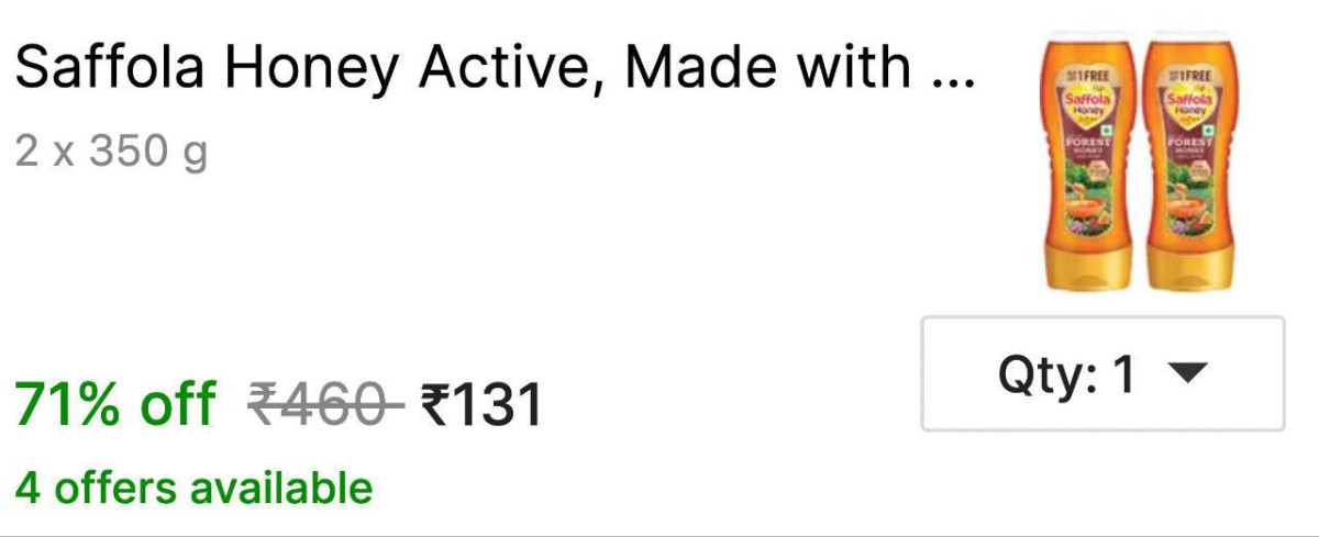 Loot Saffola Honey 700g At 131