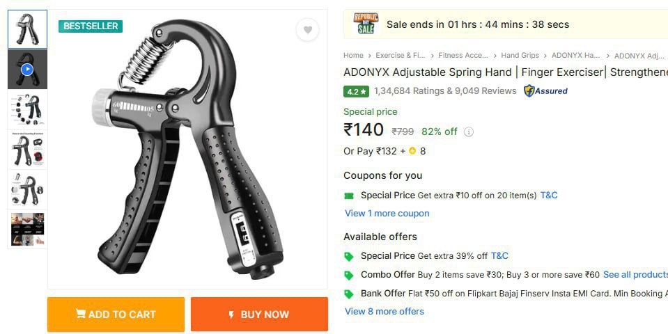 Adonyx Adjustable Spring Hand At 140
