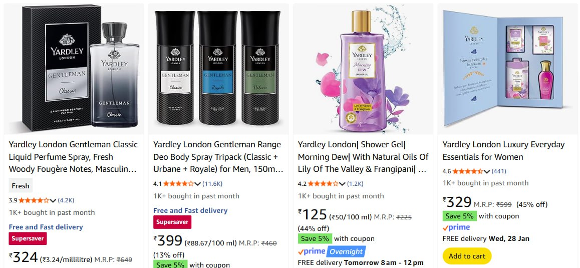 50 On Yardley London Products Coupon