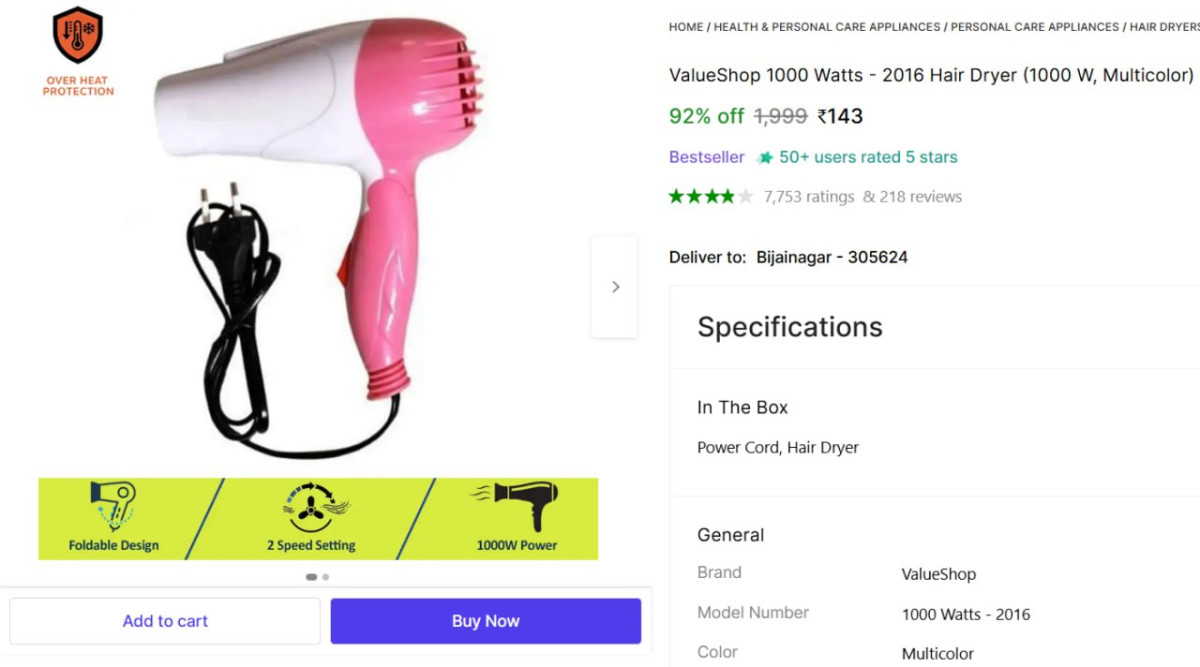 Watts Hair Dryer 143 Good Reviews