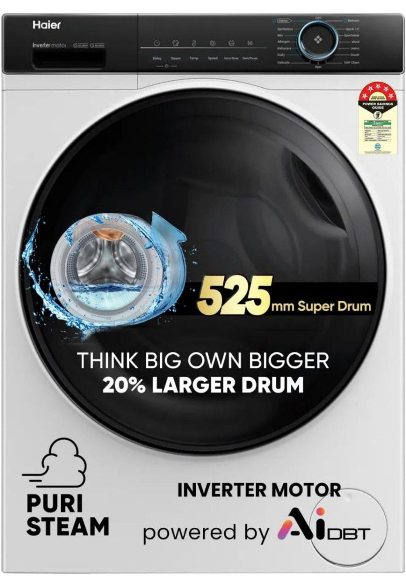 Haier 8 Kg 5 Star Powered By Ai-dbt With Puristeam 525mm Super Drum Fully A