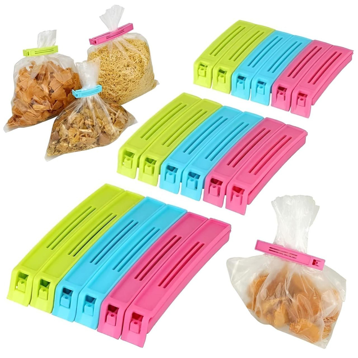 Food Bag Sealing Clips Multipurpose Seal Clips Set Of 18 (3 Sizes) 79