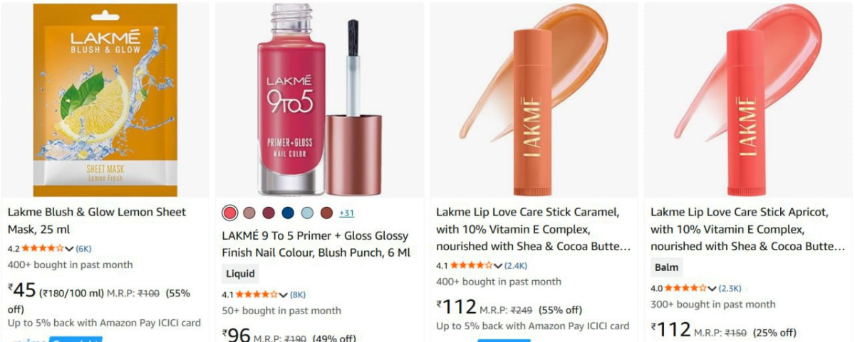 70 On Beauty Products Lakme Fiama Pantene Head Shoulder Axe Park Avenue