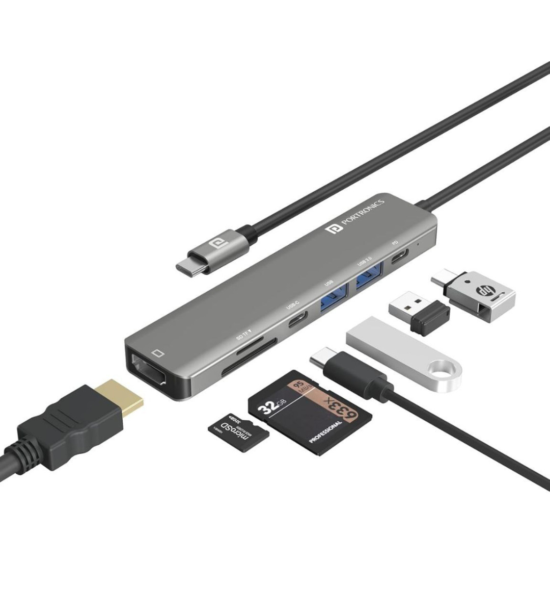 Grab 789portronics Mport 52 Usb C Hub Dock (7-in-1) Multiport Adapter With 
