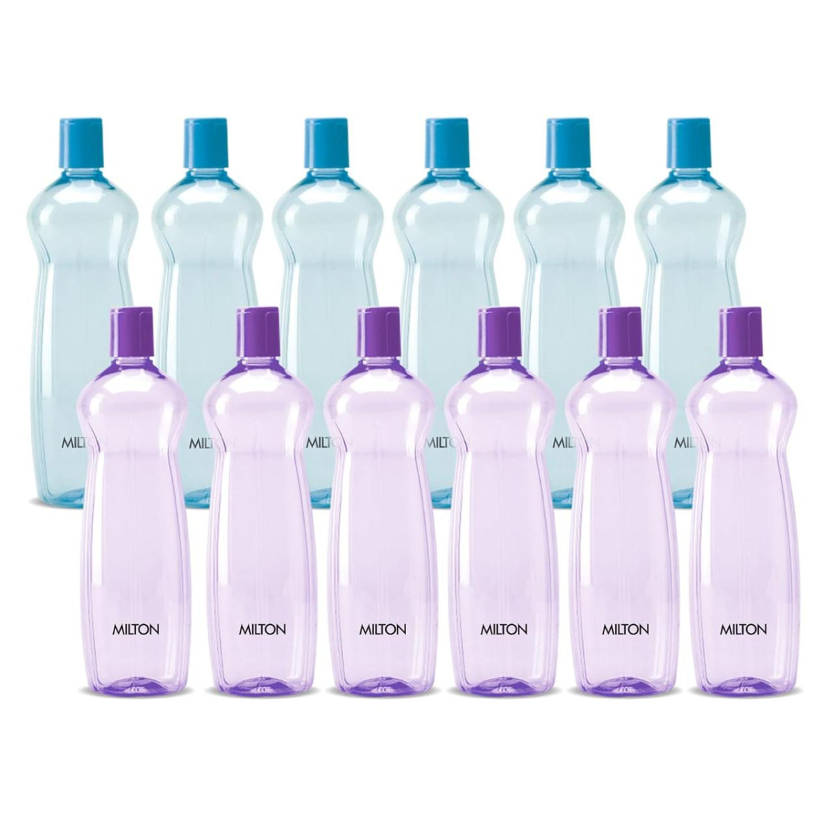 Milton Pacific 1000 Water Bottle 1 Litre Each Set Of 12 Purple And Sky Blue