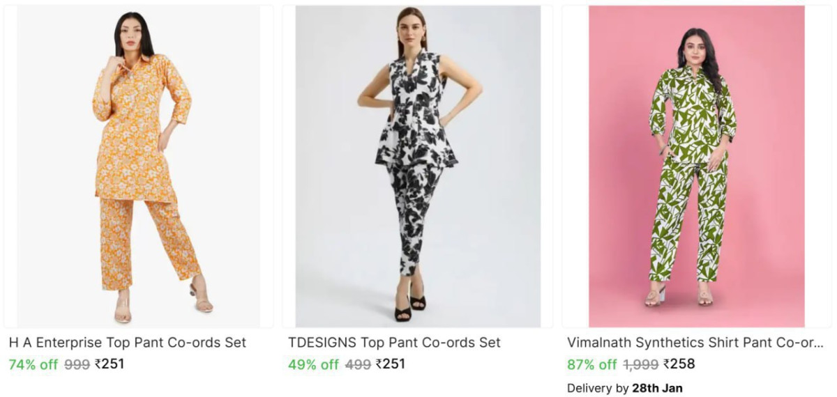Women Co-ord Set From 251