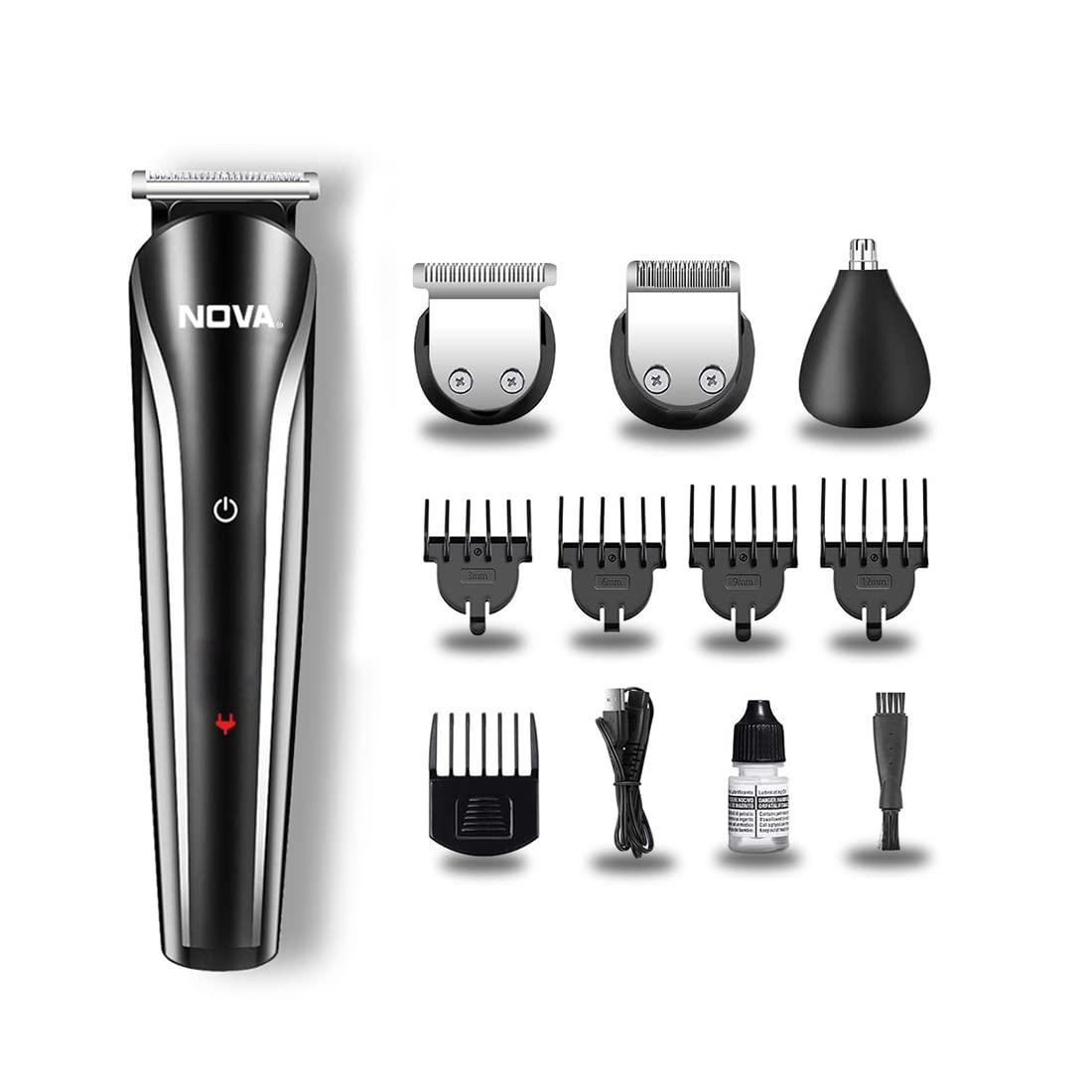 Nova Ng 1145 05 Trimmer For Men 60 Min Runtime 9 Length Settings (black Sil