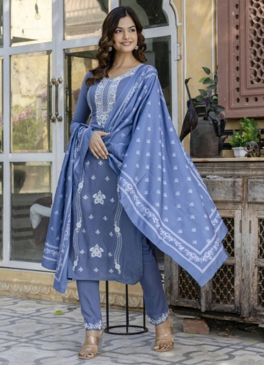 Embroidered Kurta Salwar Dupatta Set 478