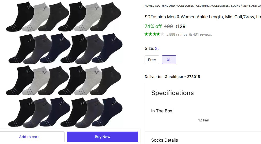 Loot Pack Of 12 Socks 129