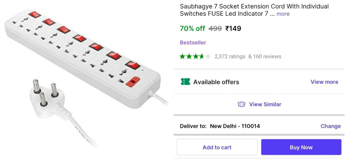 Socket Extension Board With 7 Switches At 149