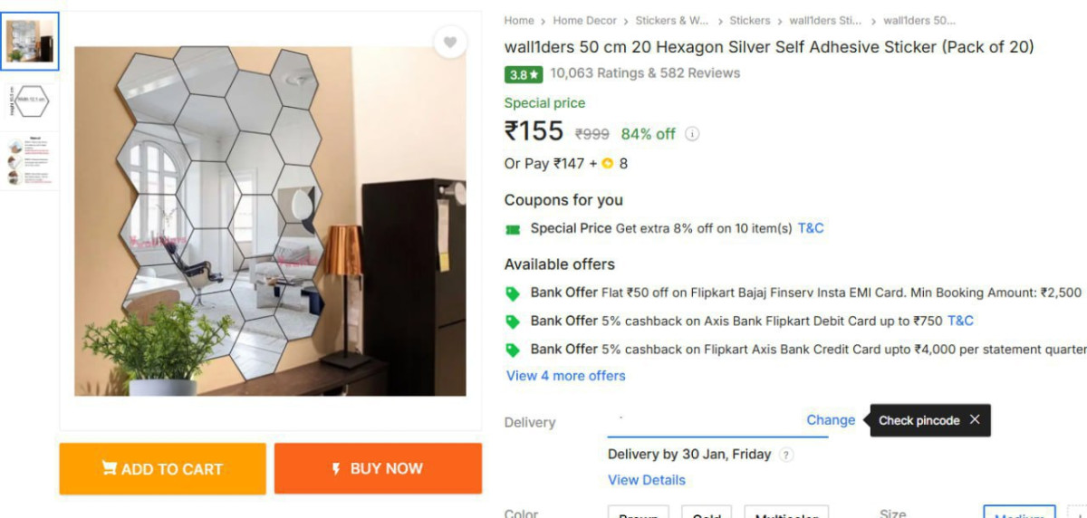 Hexagon Silver Self Adhesive Sticker (pack Of 20) At 155