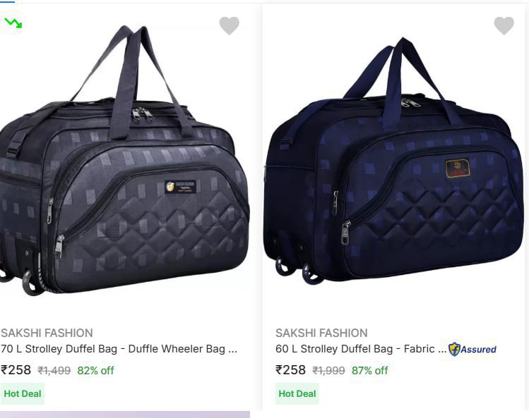 Sakshi Fashion 70l Strolley Duffel Bag Just 258