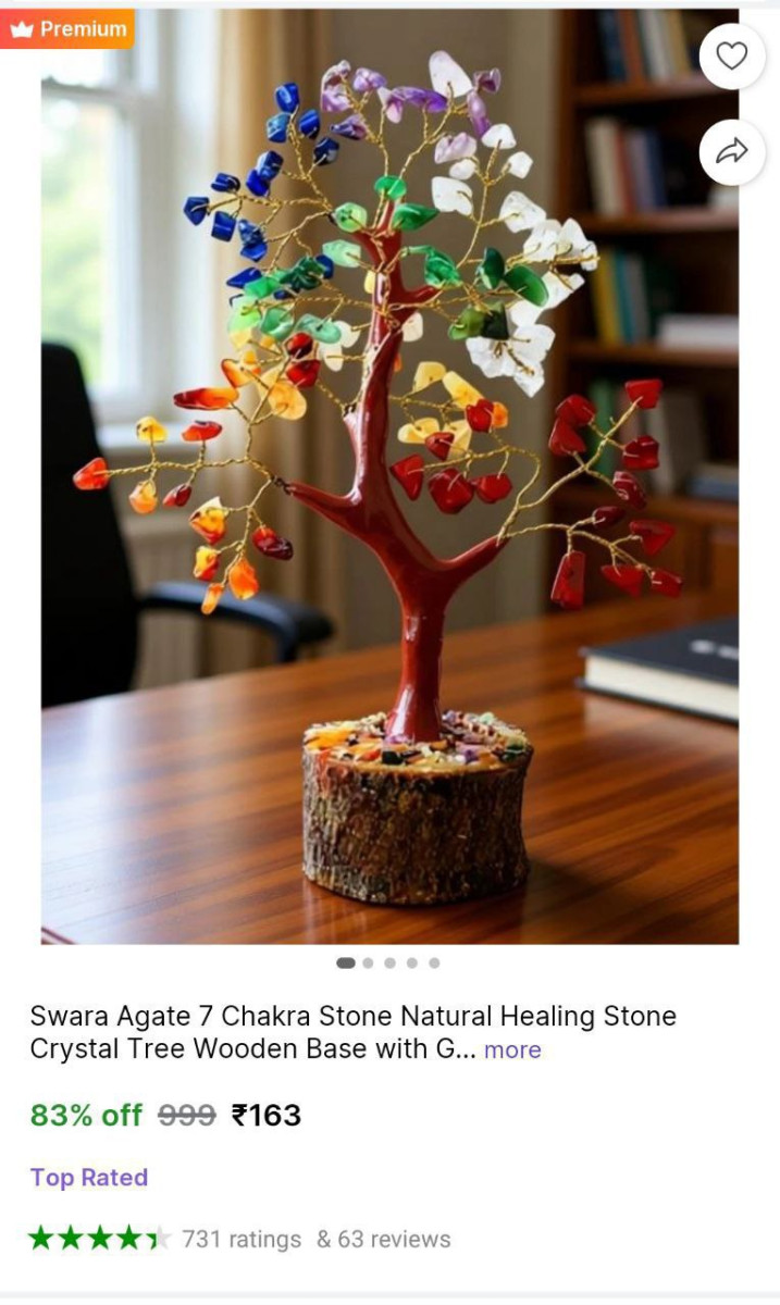 Shopsy Multicolor Crystal Tree Showpiece 163