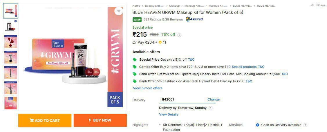 Blue Heaven Grwm Makeup Kit 215masterlink Click Here To Join All Deals