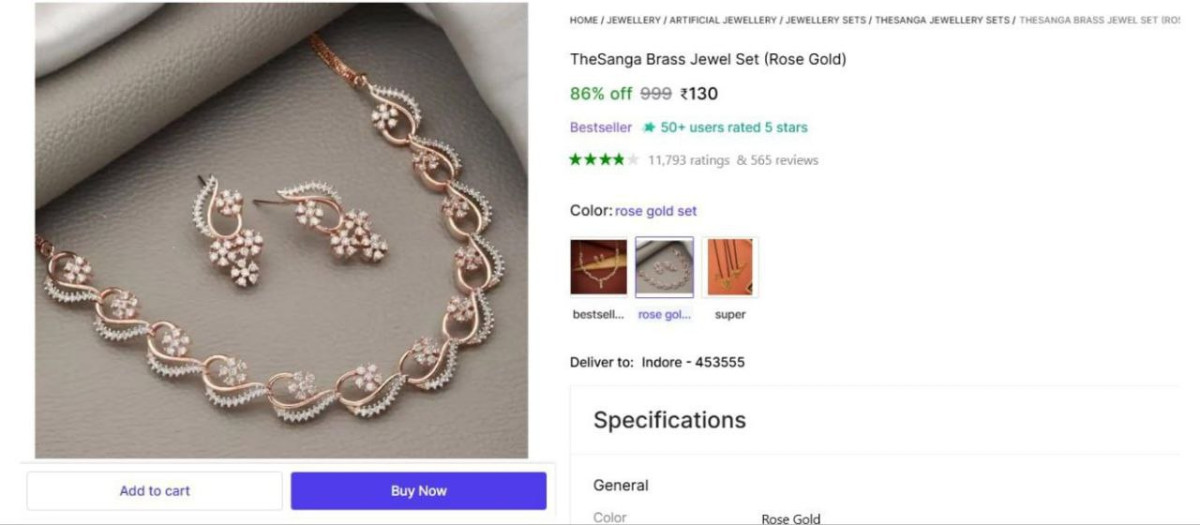 Brass Jewel Set (rose Gold) At Rs 130