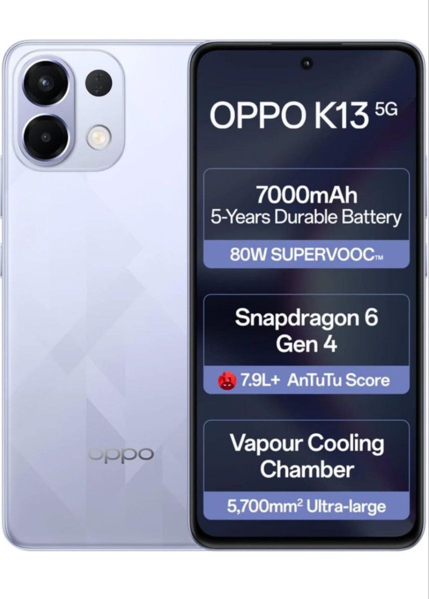 Oppo K13 5g With 7000mah And 80w Supervooc Charger In-the-box (icy Purple 1