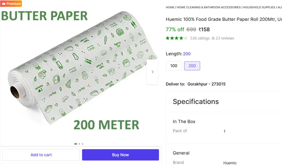 Butter Paper Roll 200m 158