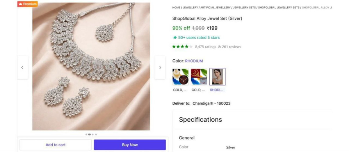 Alloy Jewel Set (silver) Rs 199