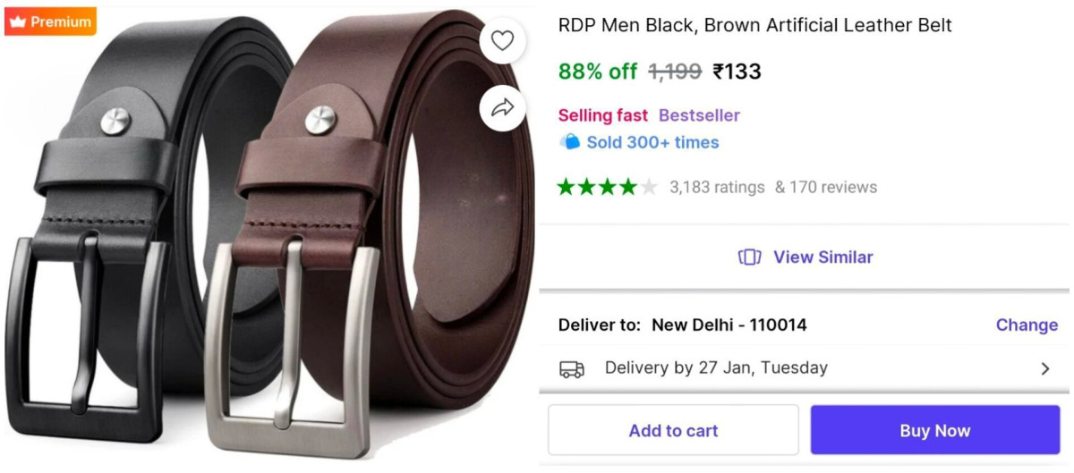 Men Leather Belt (pack Of 2) At 133