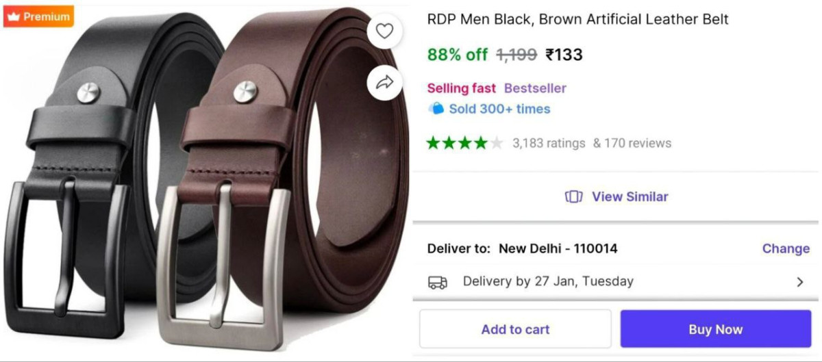 Men Leather Belt (pack Of 2) At 133