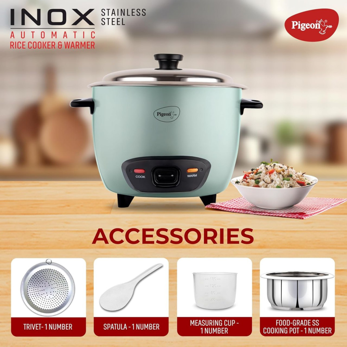 Pigeon Inox Rice Cooker With Single Pot 1899