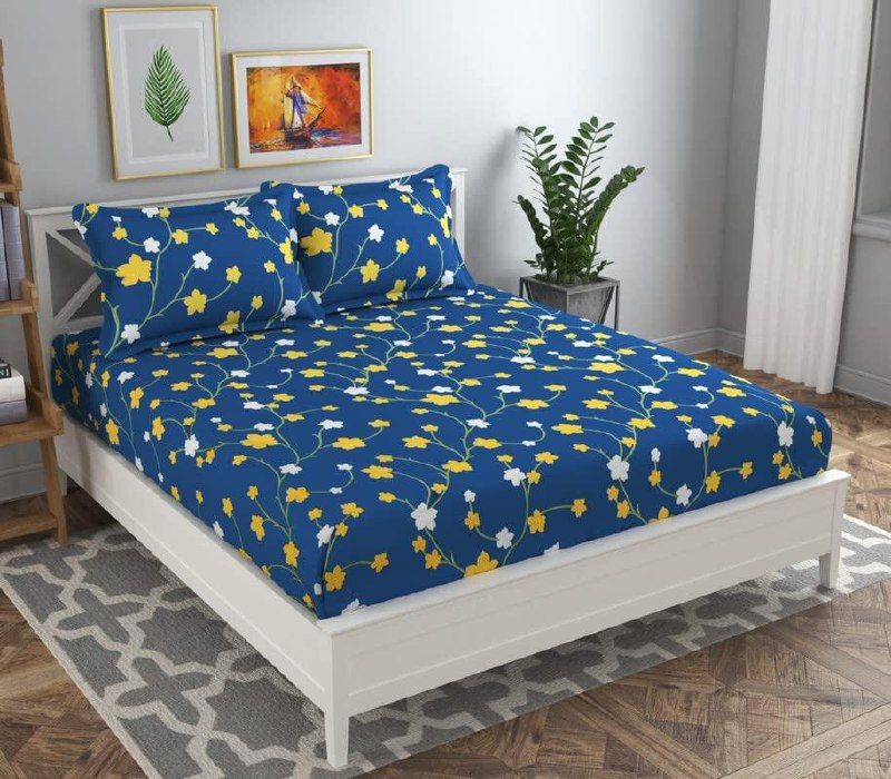 Bsb Home 120 Tc Double Abstract Floral Bedsheet With 2 Pillow Covers 170