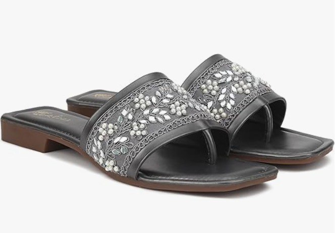 Picktoes Pt-416 Women S Grey Synthetic Leather Casual Flat Sandaldeal 459