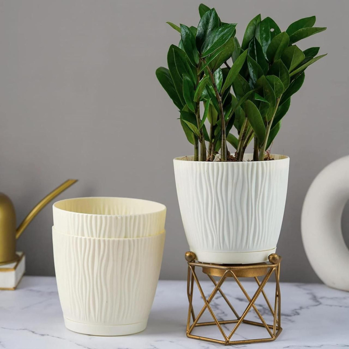 Nurturing Green Set Of 3 Self Watering Pots For Home Decor Garden