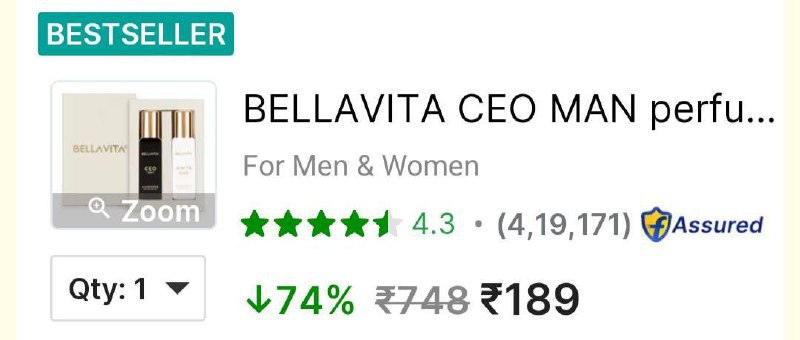 Bellavita Unisex Perfume Combo (20ml X 2) 189