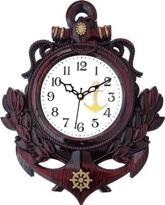 Grabbasket Analog 31 Cm X 24 Cm Wall Clock(brown Black With Glass Standard)