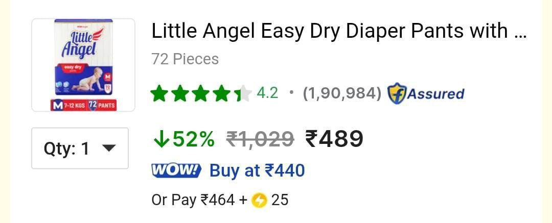 Lowest Little Angel Easy Dry Diaper Pants (m 72 Pieces) 489masterlink Littl